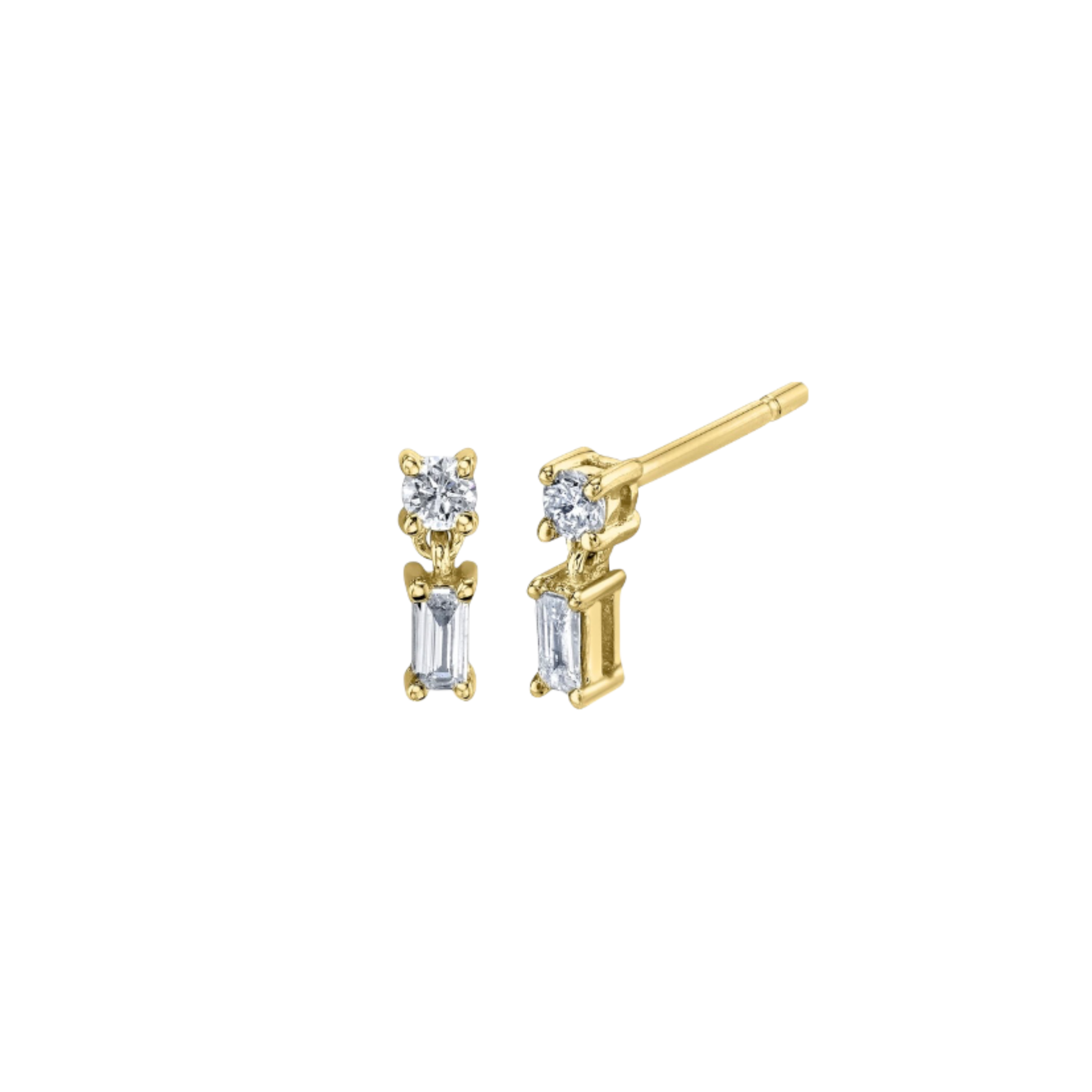 Borgioni Mixed Cut Single Drop Diamond Stud Earrings