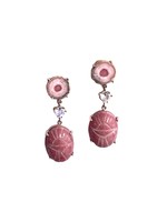 Jill Alberts Pink Agate & Scarab Earrings