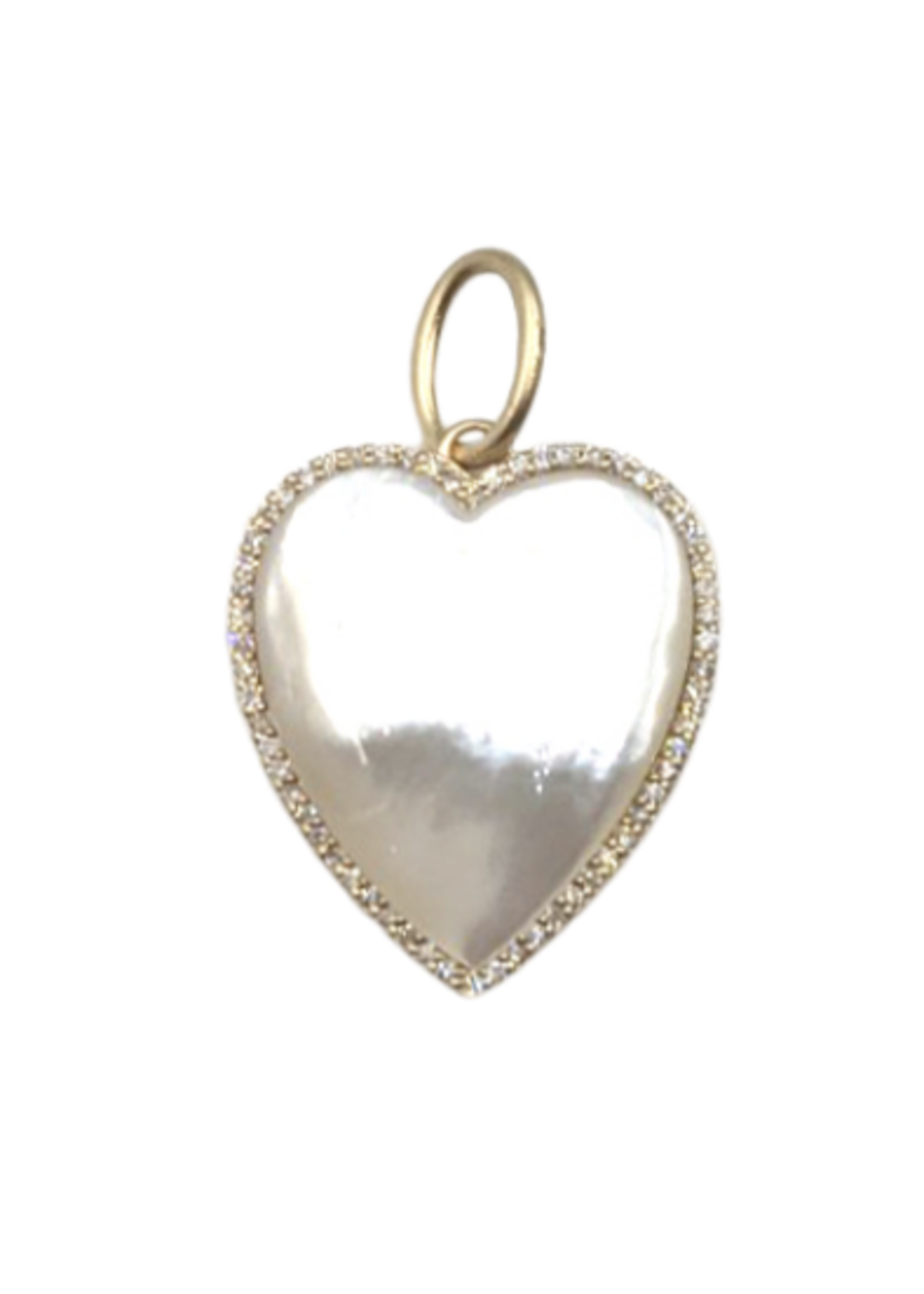 Liza Beth Mother of Pearl with Diamond Pave Border Heart Charm