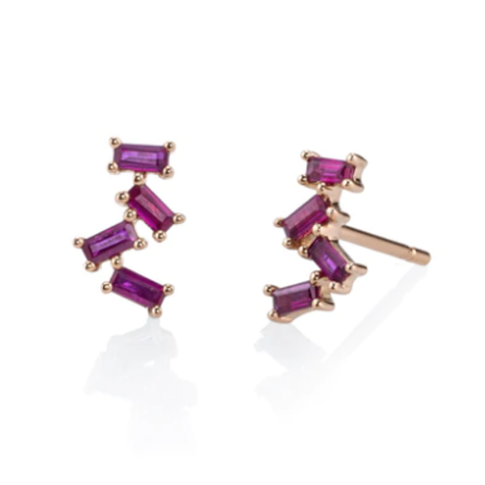 Borgioni Ruby Baguette Stud Earrings
