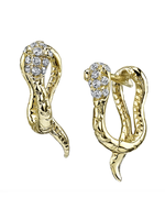 Diamond Snake Huggie Earrings