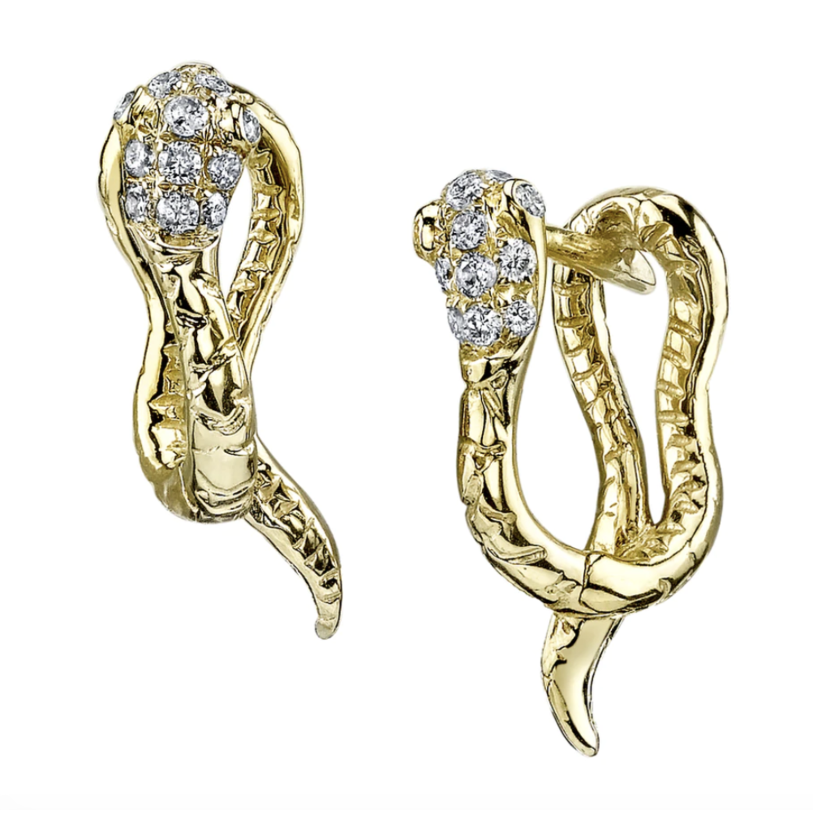 Diamond Snake Huggie Earrings