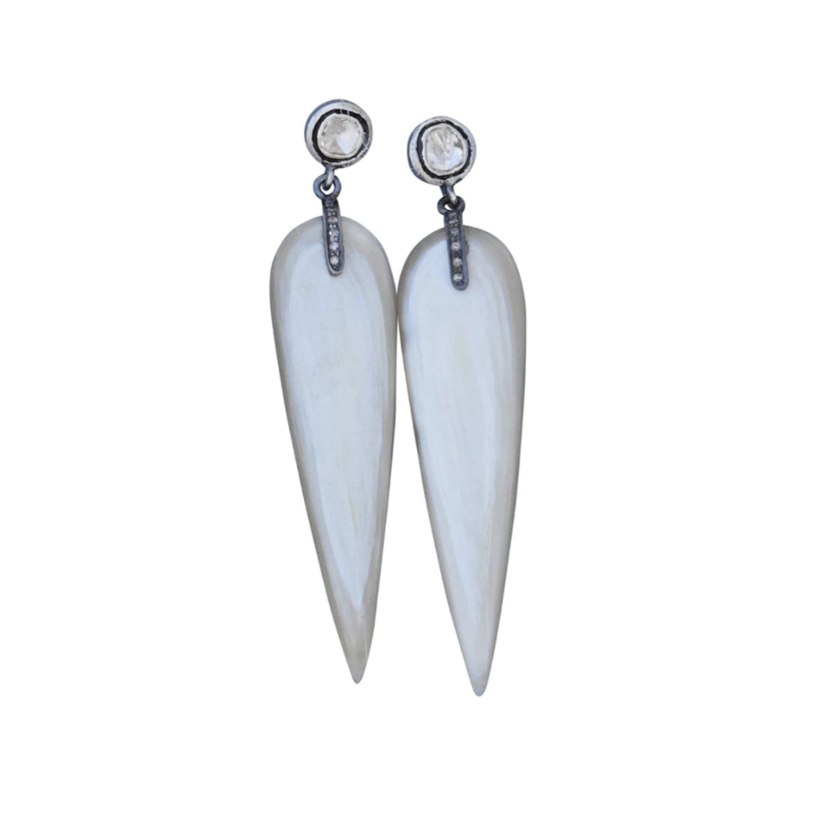 S. Carter Designs Light Horn Drop Diamond Stud Earrings