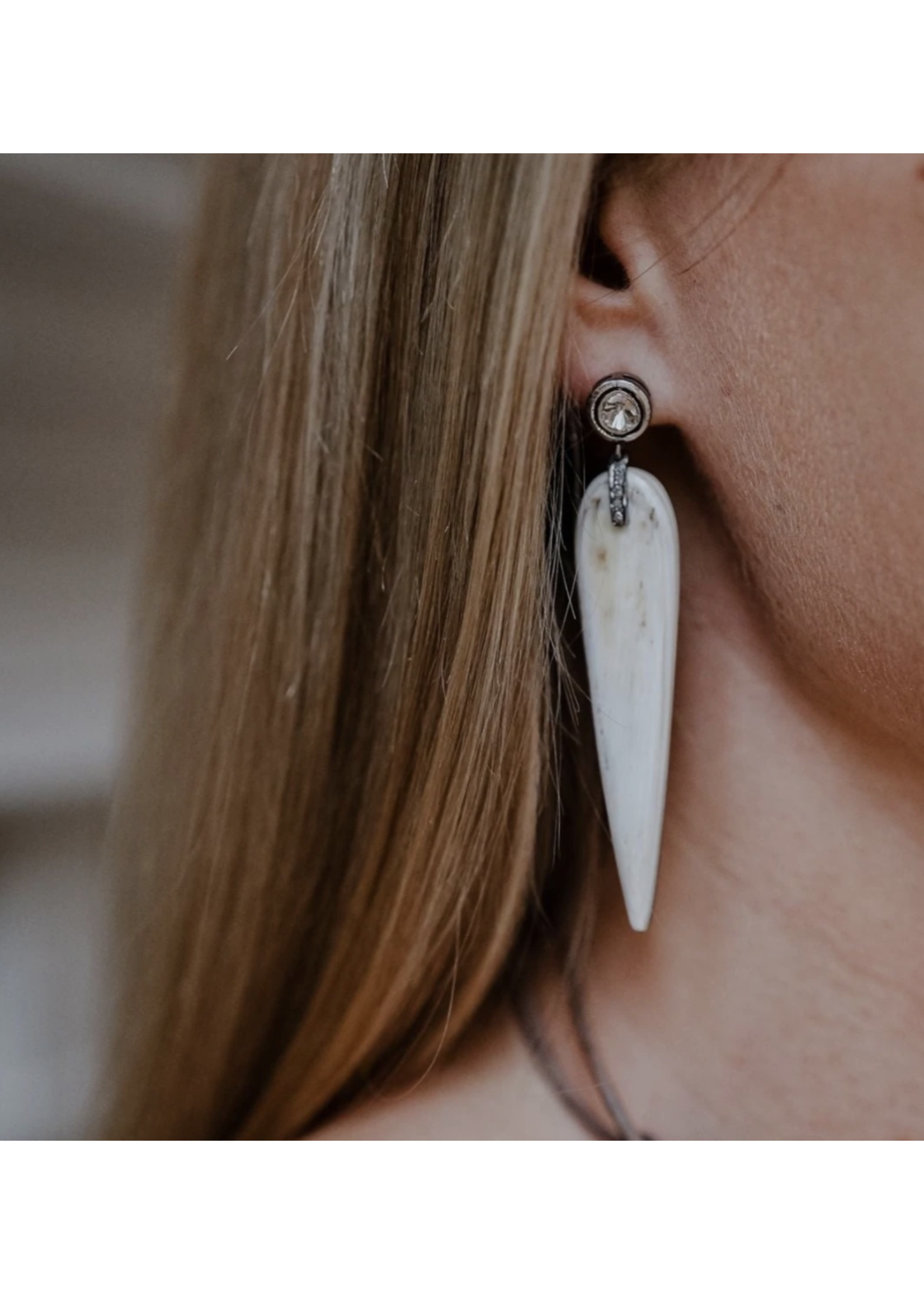 S. Carter Designs Light Horn Drop Diamond Stud Earrings