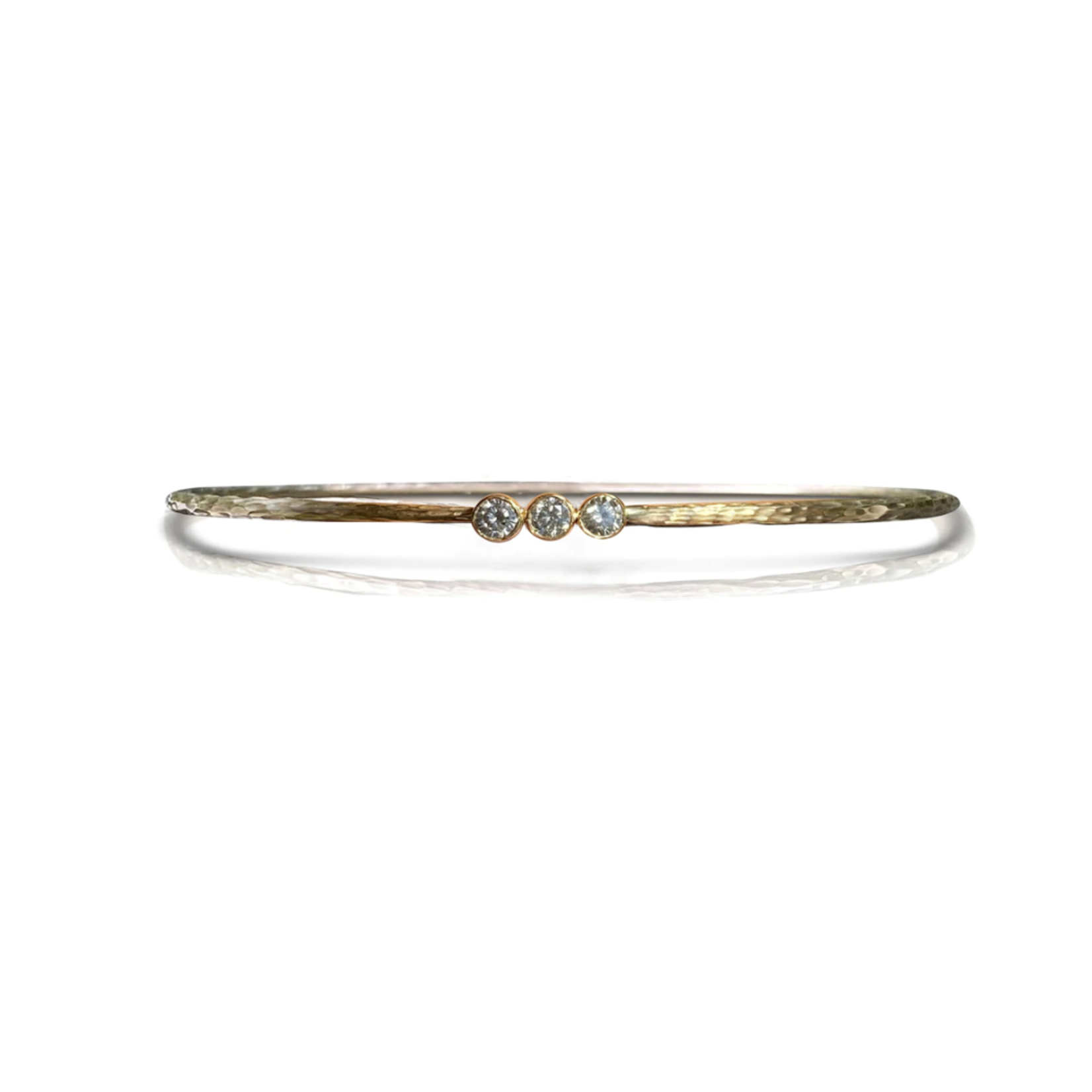 S. Carter Designs Three Diamond Hammered Bezel Bracelet