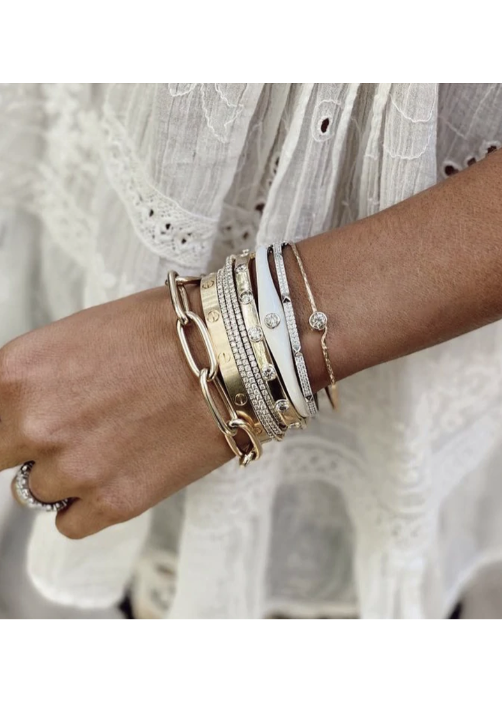 White Enamel Bracelet - Jill Alberts Jewelry