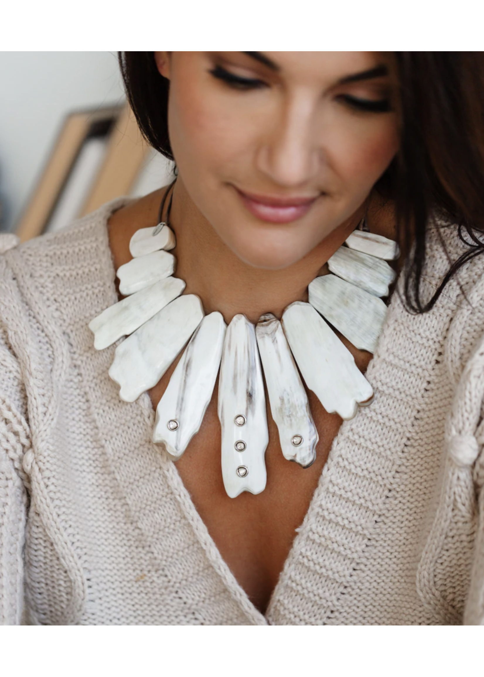 Polished Light Horn Collar - Jill Alberts Jewelry