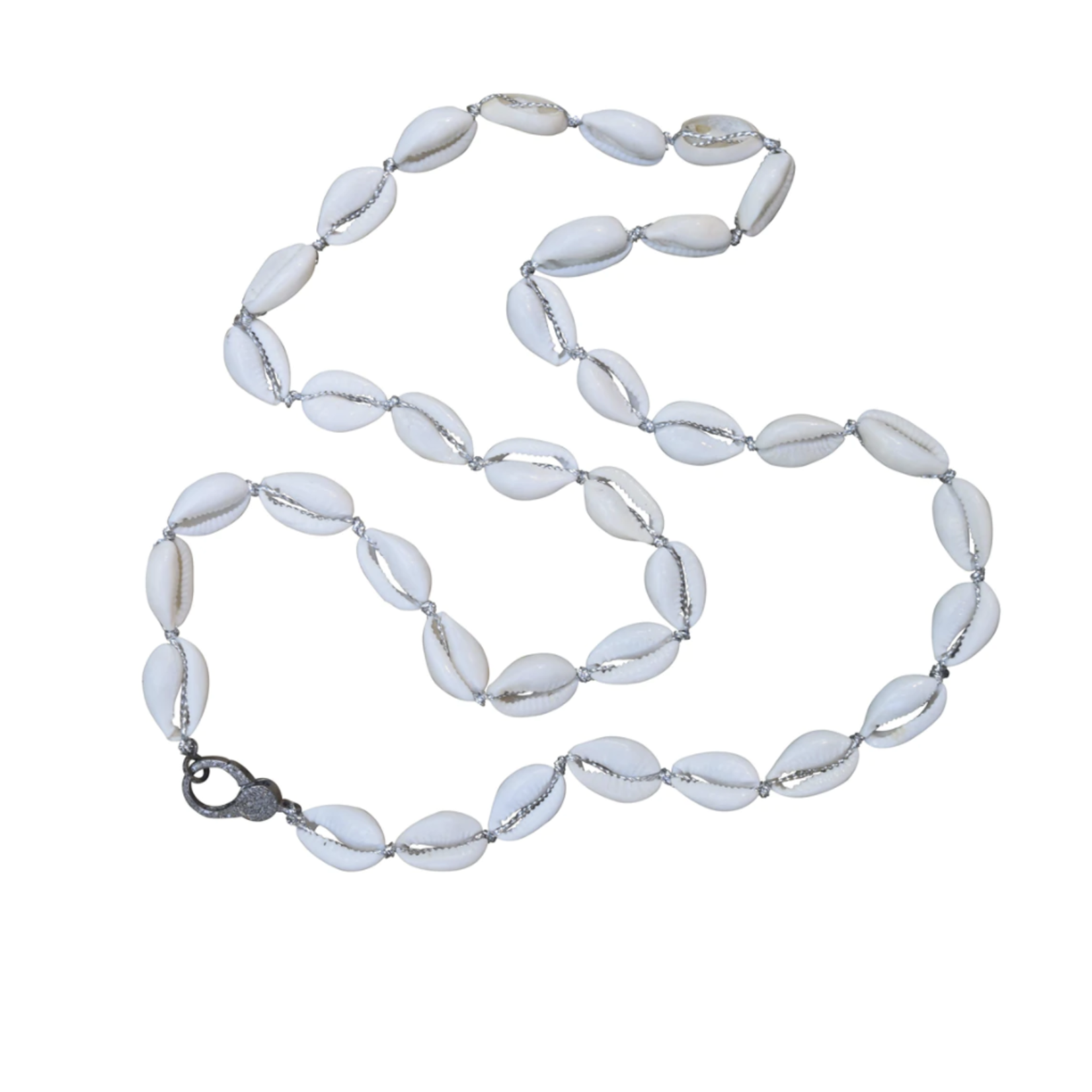 S. Carter Designs Long Silver Cowrie Shell Necklace