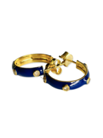 Sway Navy Blue & Bezeled Diamond Hoop Earrings