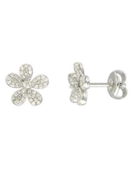 Jill Alberts White Diamond Flower Stud Earrings