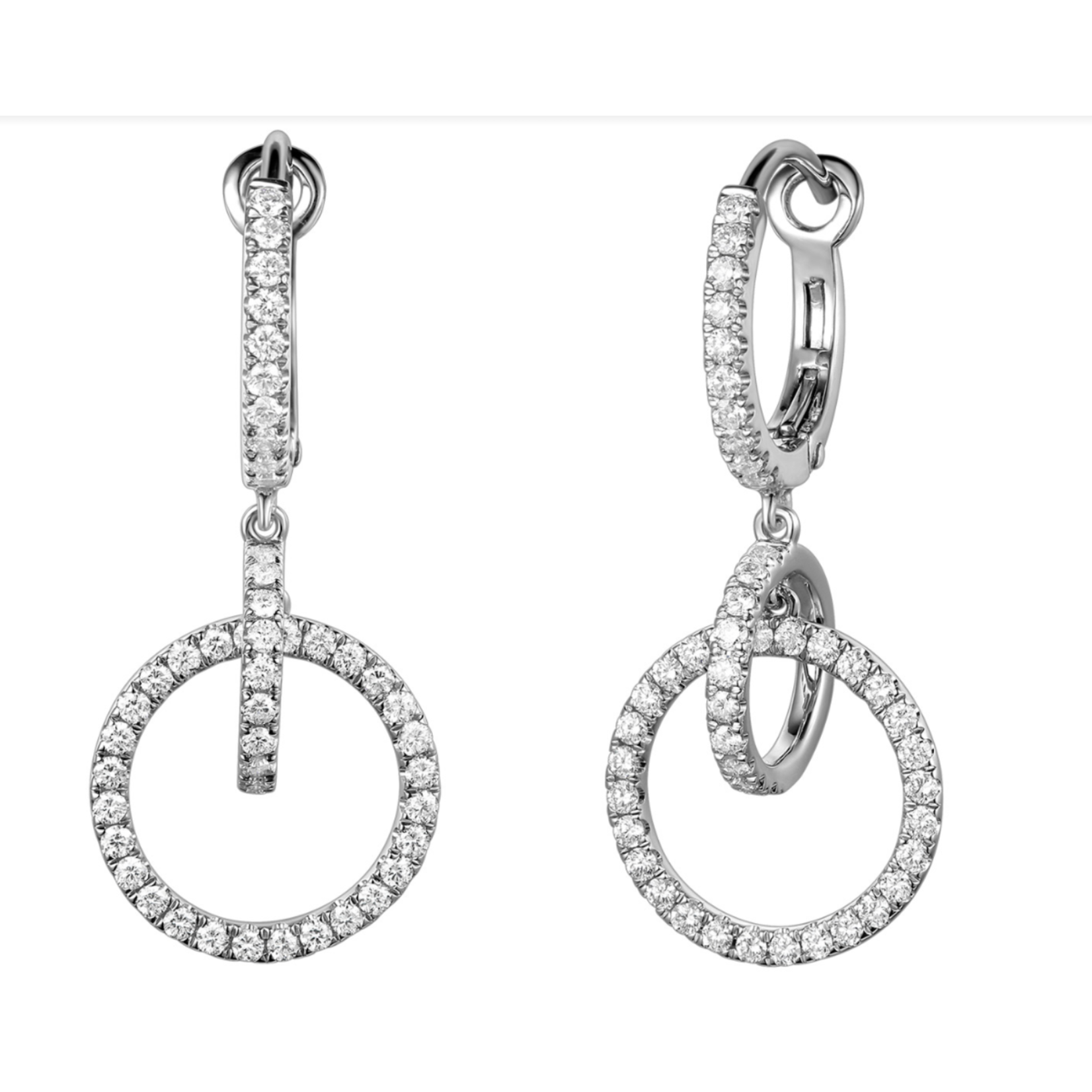 Jill Alberts White Diamond Circle Drop Earrings
