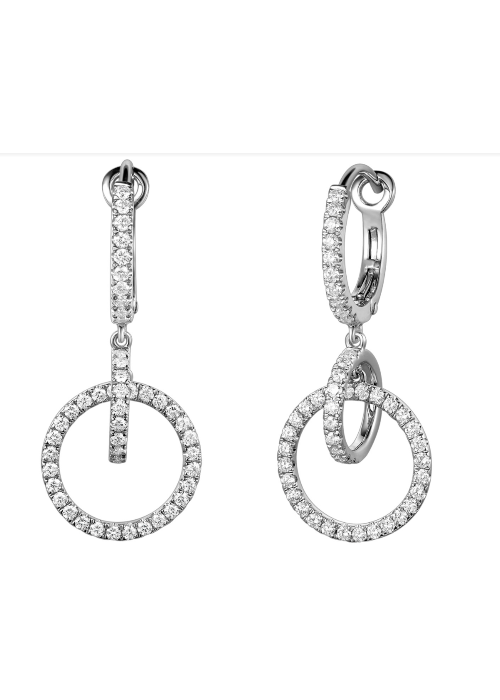 Jill Alberts White Diamond Circle Drop Earrings