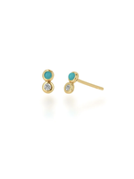 Rachel Reid Mini Turquoise & Diamond Duo Stud Earrings