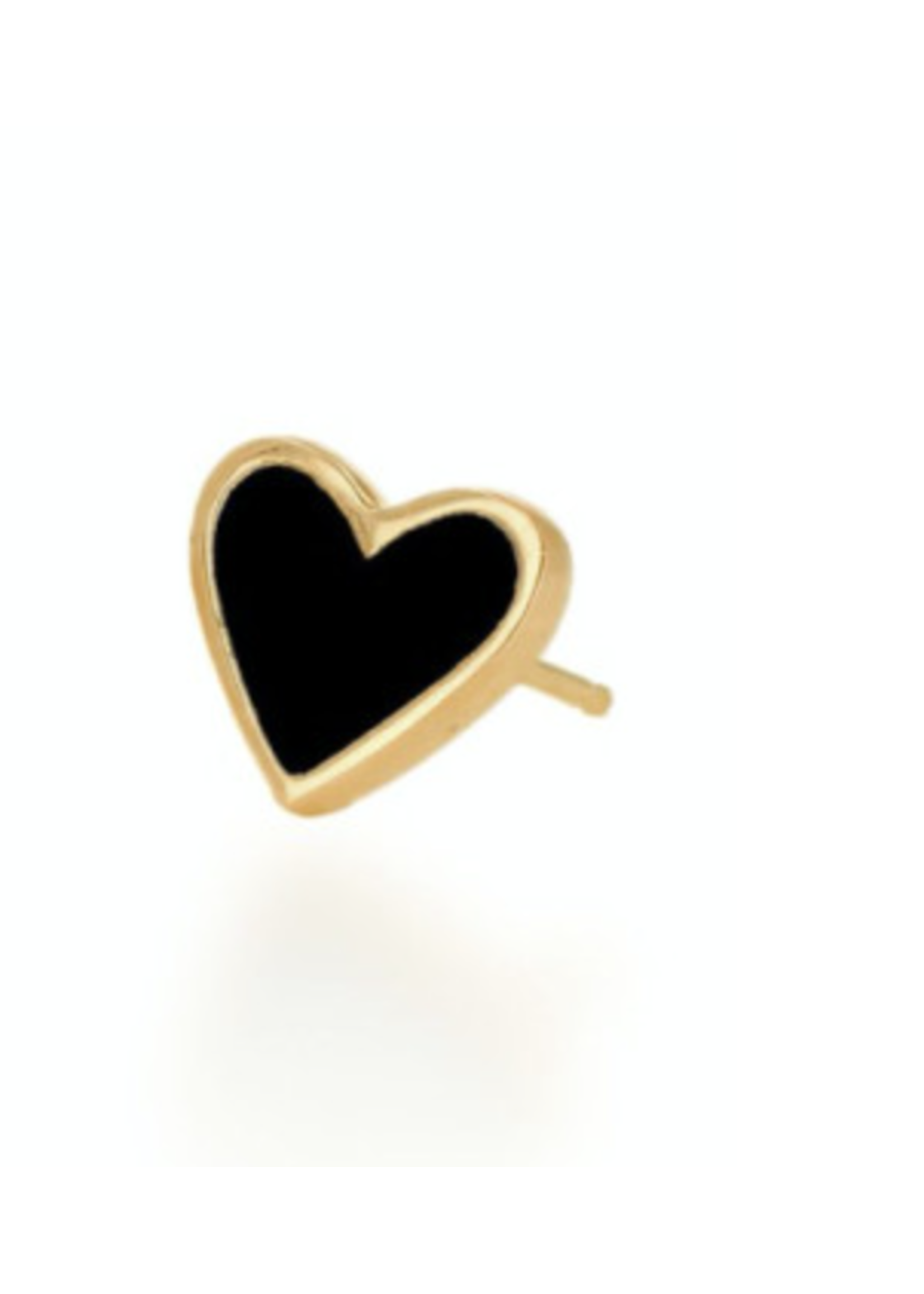 Rachel Reid Single Black Enamel Heart Stud Earrings