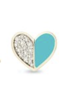 Adina Reyter Single Turquoise Ceramic Pave Folded Heart Post