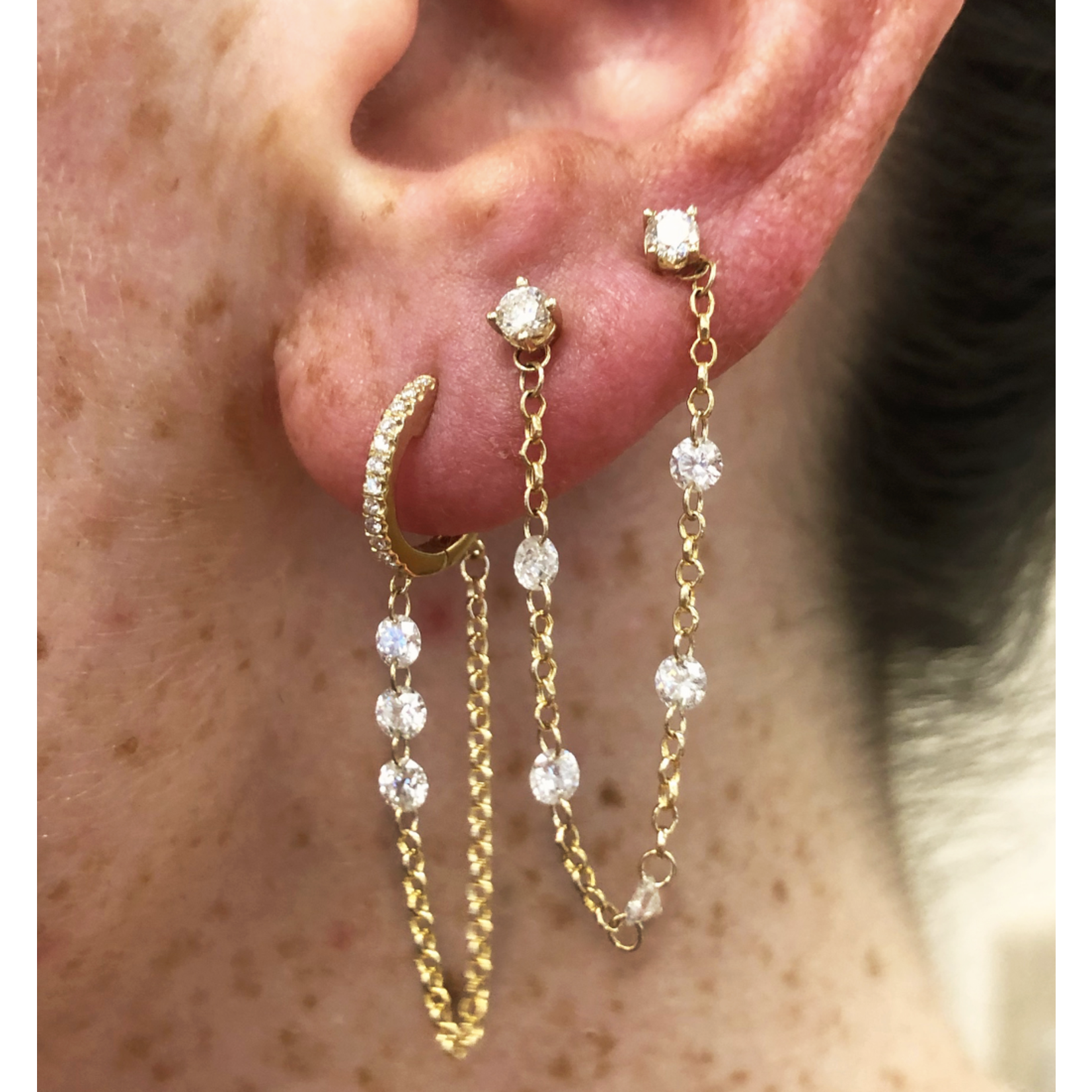 Jill Alberts Diamond Double Hole Ear Chain