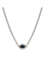 Liza Beth Blue Topaz Evil Eye Pendant Chain Necklace