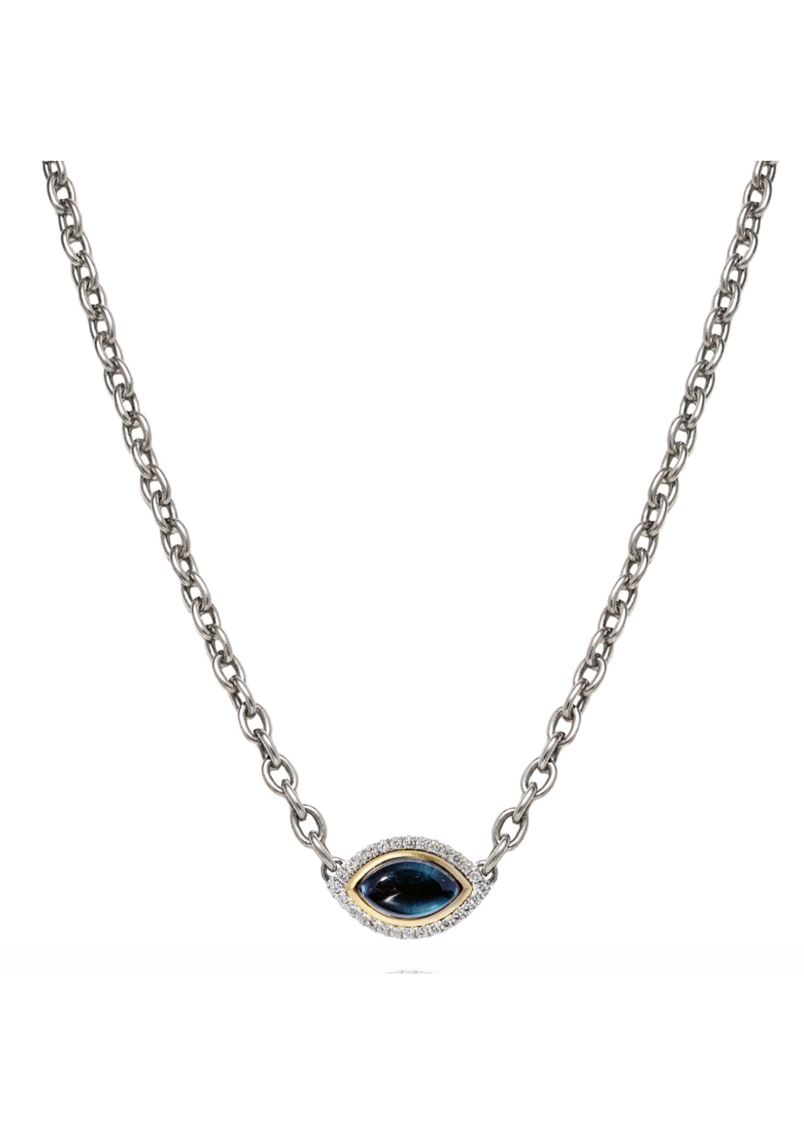 Liza Beth Blue Topaz Evil Eye Pendant Chain Necklace