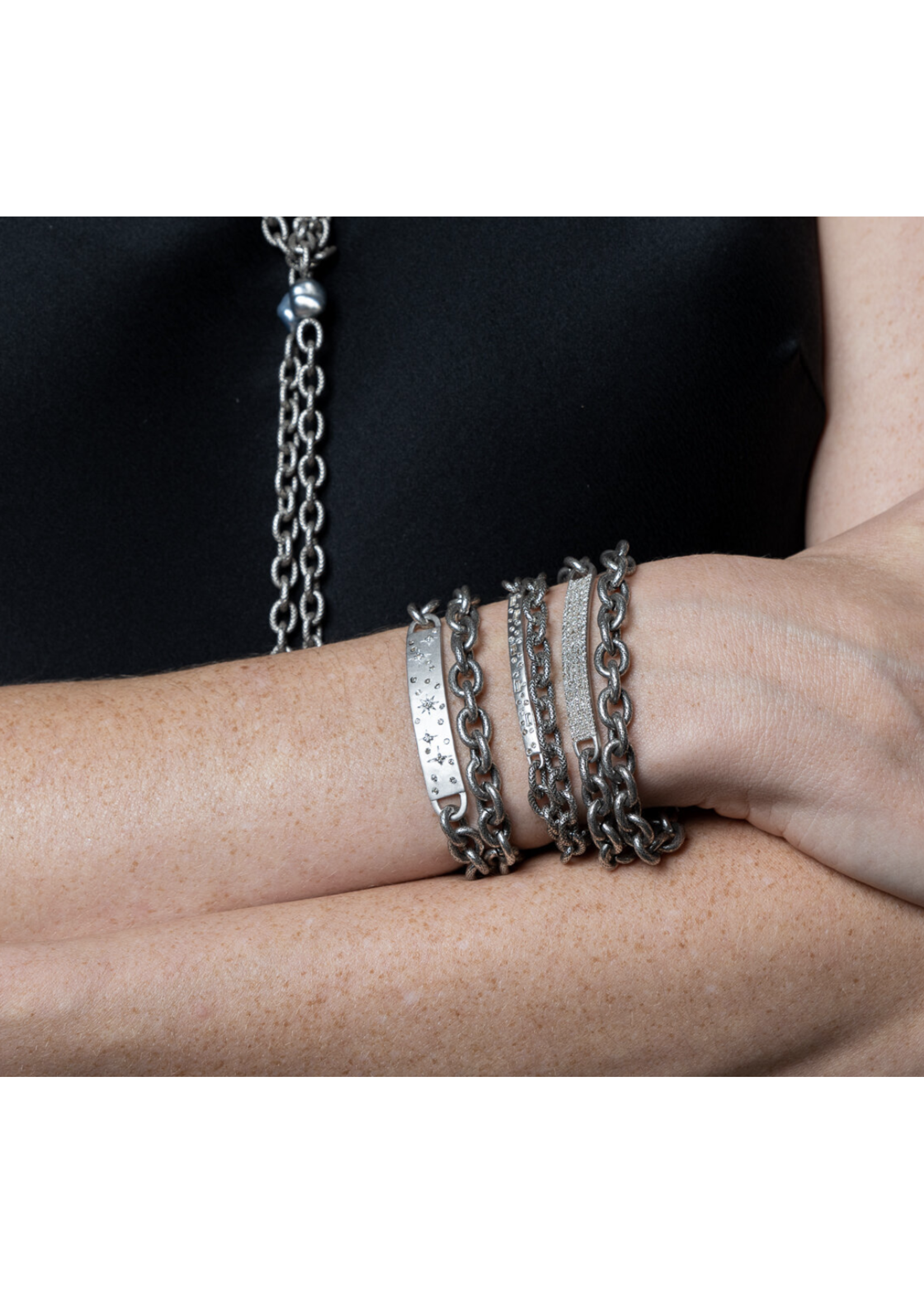 Liza Beth Double Wrap Five Row Diamond Pave Bar Bracelet