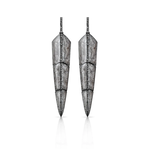 S. Carter Designs Small Pearl Brown Enamel Feather Earrings