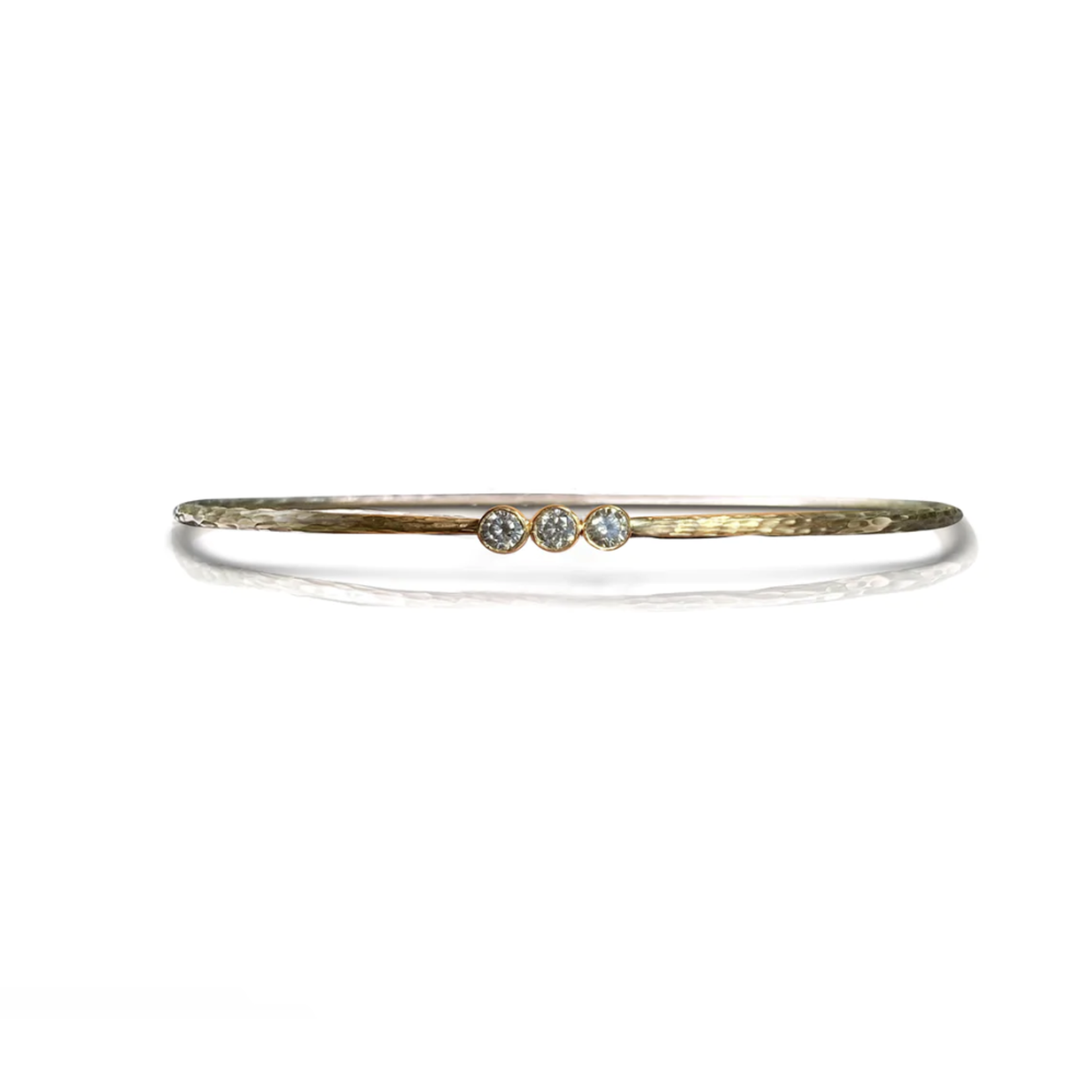 S. Carter Designs Three Diamond Hammered Bezel Bracelet