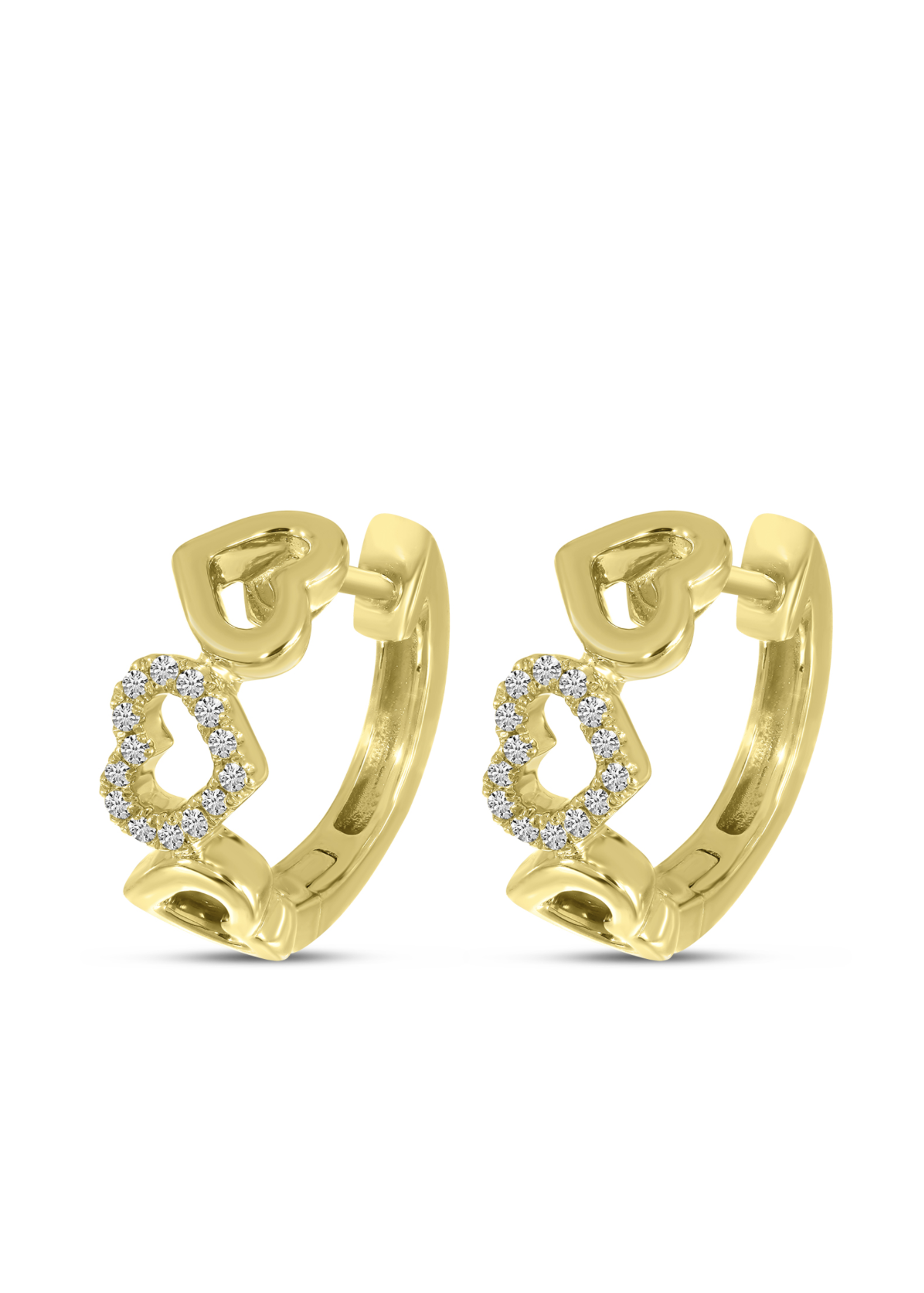 Jill Alberts Triple Diamond Heart Huggie Earrings