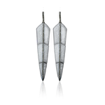 S. Carter Designs Small Pearl Grey Enamel Feather Earrings