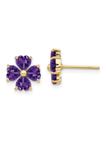 Jill Alberts Heart-Shaped Amethyst Flower Post Earrings
