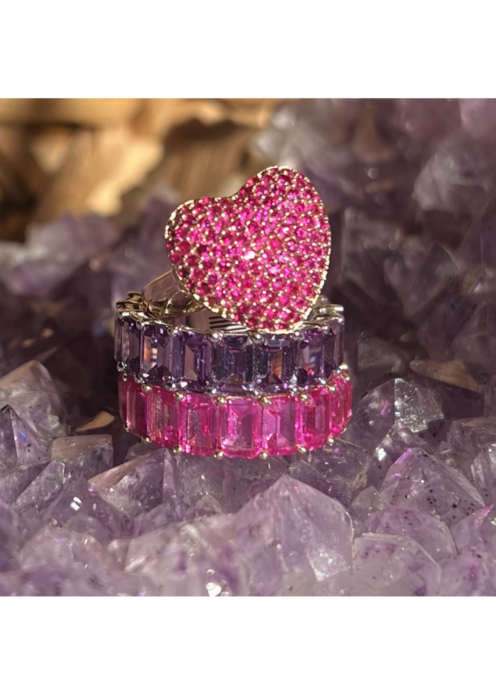 Jill Alberts Pink Sapphire Dome Heart Ring