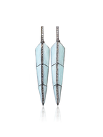 S. Carter Designs Small Pearl Turquoise Feather Earrings