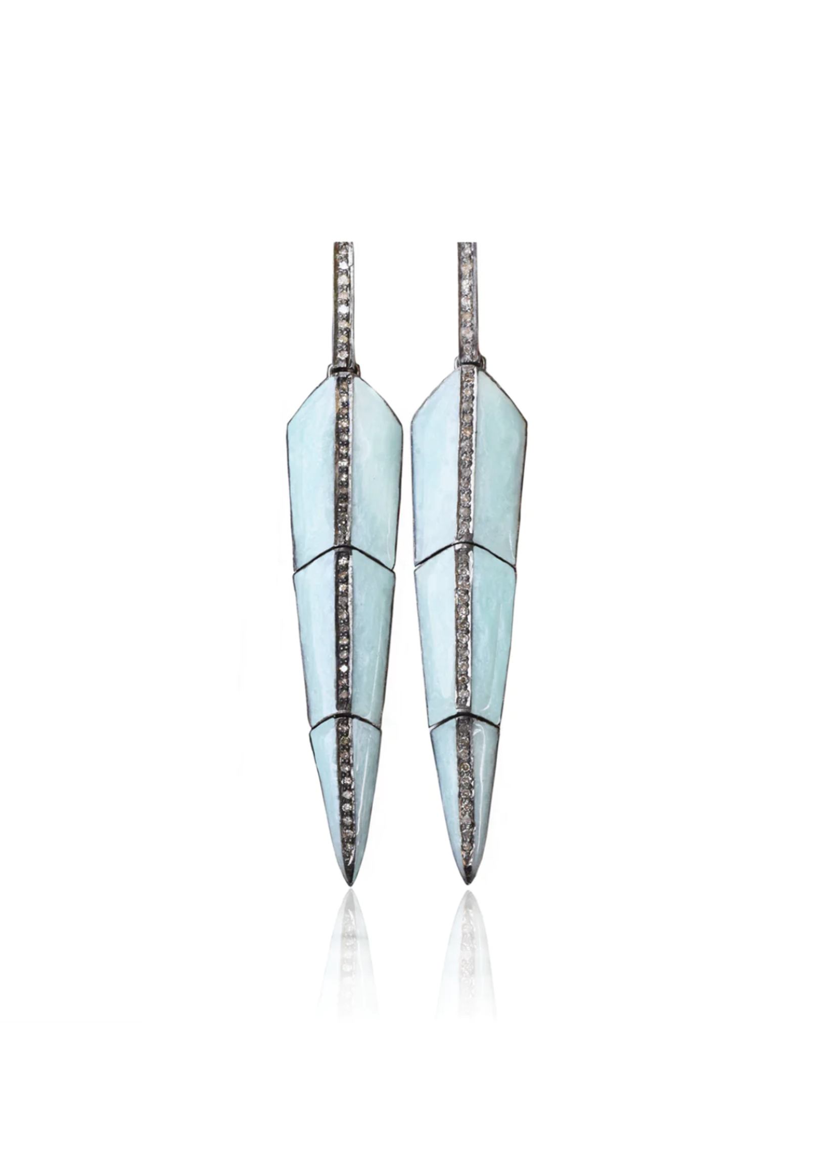 S. Carter Designs Small Pearl Turquoise Feather Earrings