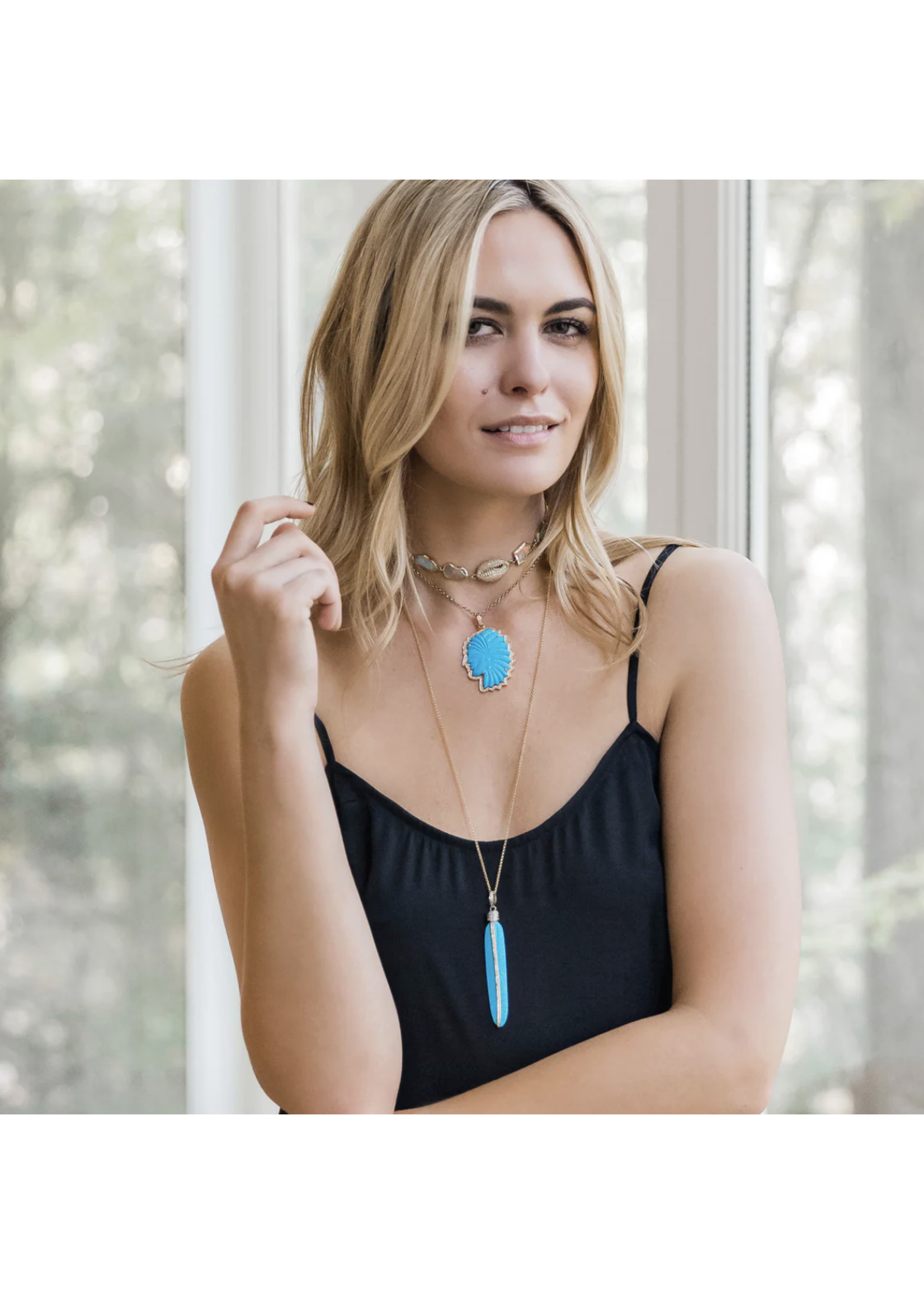 S. Carter Designs Turquoise Feather Pendant