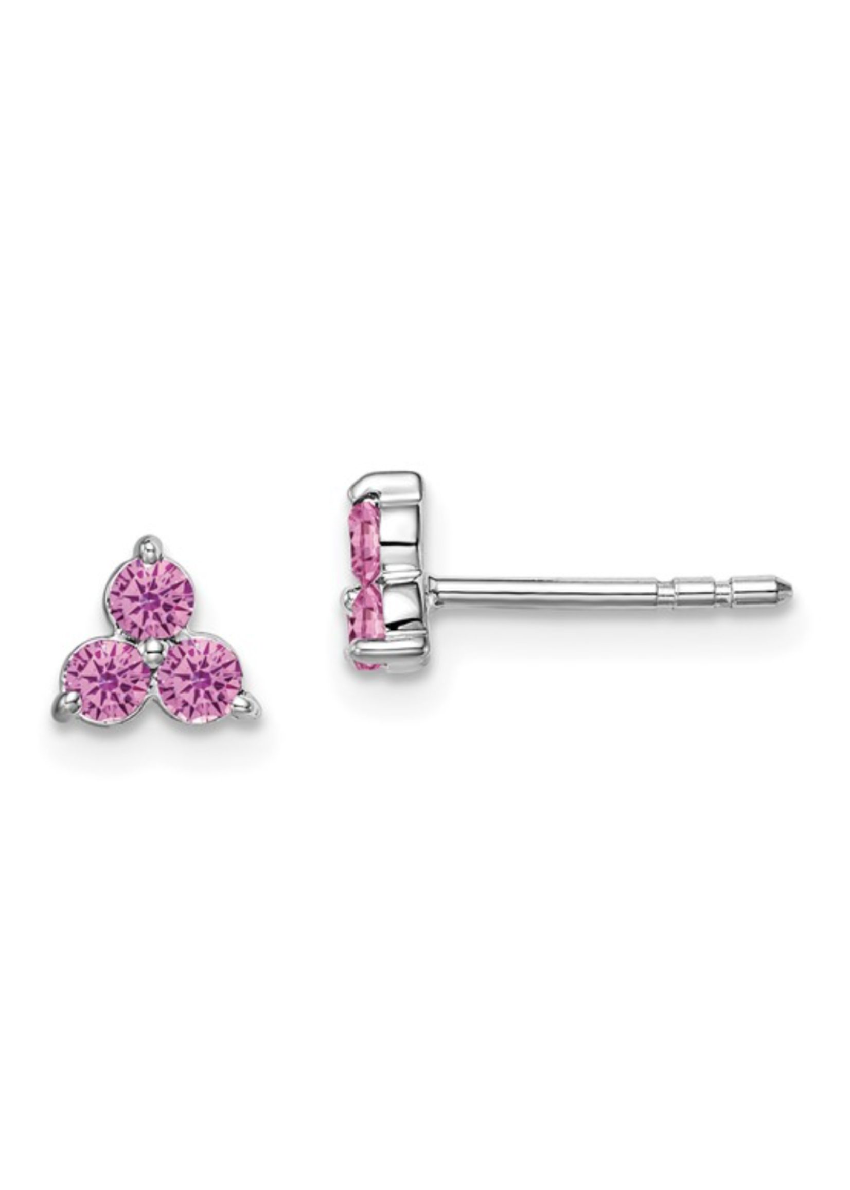 Jill Alberts Pink Sapphire Three Stone Stud Earrings