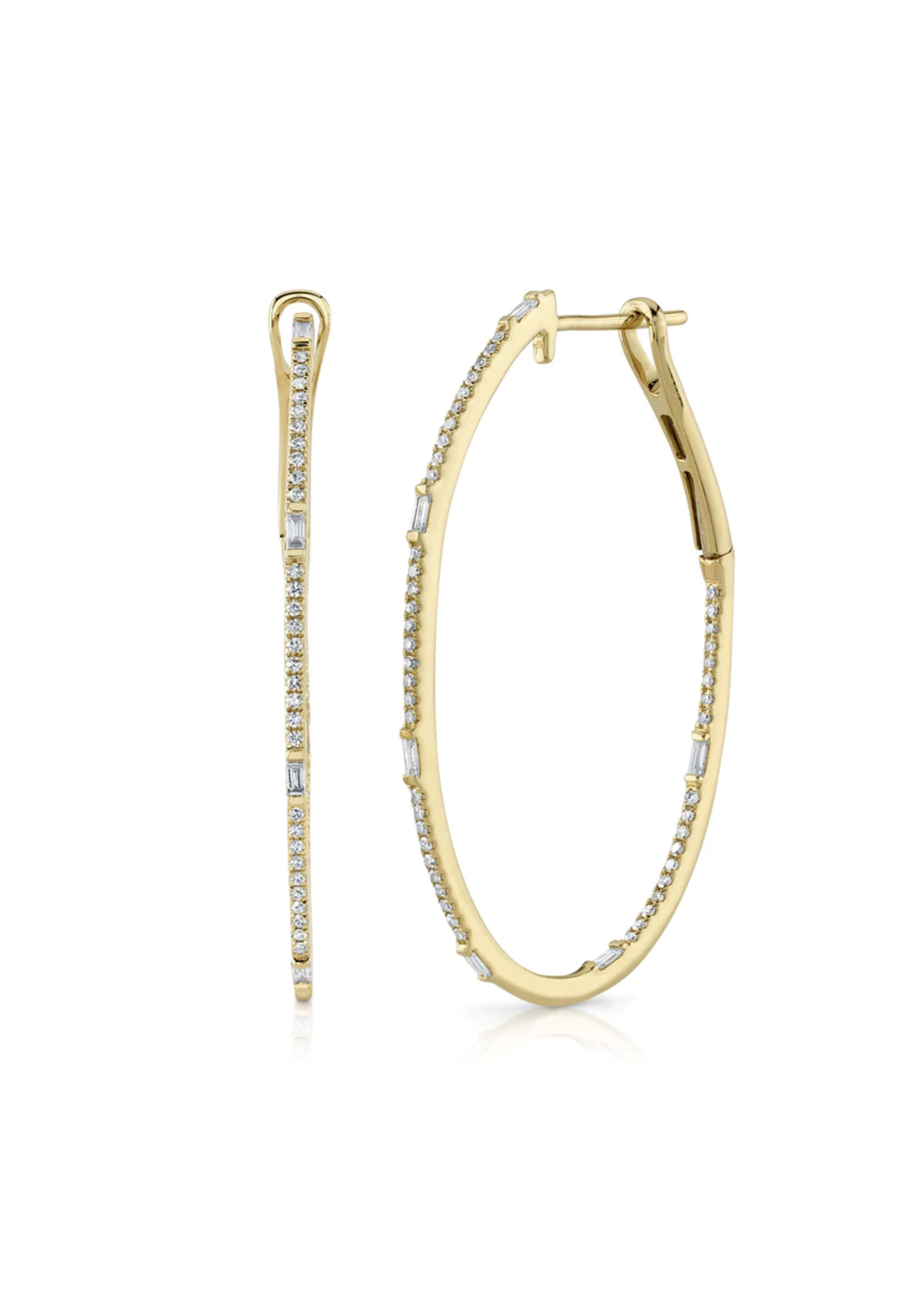 Jill Alberts Diamond Baguette Oval Hoop Earrings