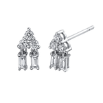 Whit Mixed Cut Pyramid Drop Diamond Stud Earrings