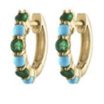 Eden Presley Turquoise & Emerald Huggie Earrings