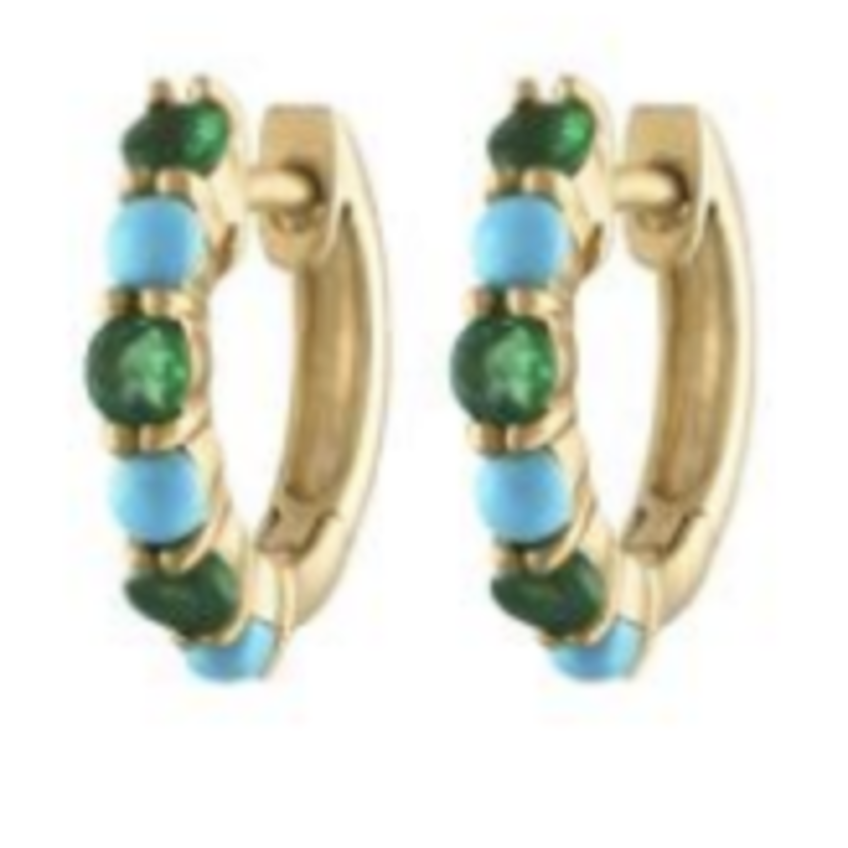 Eden Presley Turquoise & Emerald Huggie Earrings