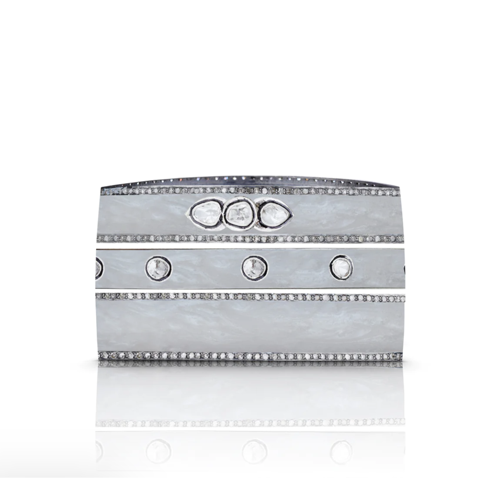S. Carter Designs 10 Sliced Diamond Pearl White Enamel Bangle