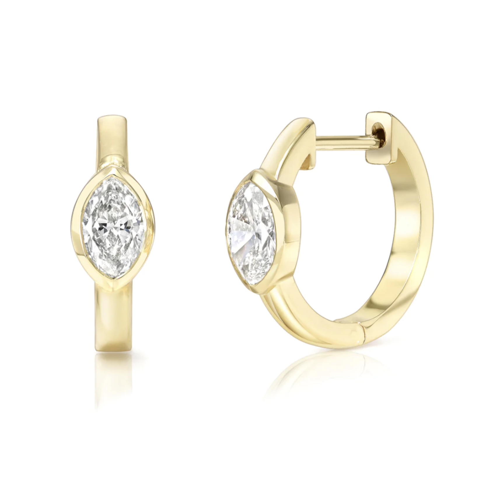 Marquis Diamond Huggie Earrings