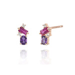 Borgioni Mixed Cut Amethyst & Pink Sapphire Colored Studs