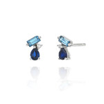 Borgioni Mixed Cut Blue Sapphire & Blue Topaz Studs