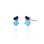 Borgioni Mixed Cut Blue Sapphire & Turquoise Studs