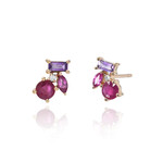 Borgioni Mixed Cut Ruby, Pink Sapphire, & Amethyst Studs
