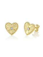 Jill Alberts Diamond  Bezel Heart Stud Earrings