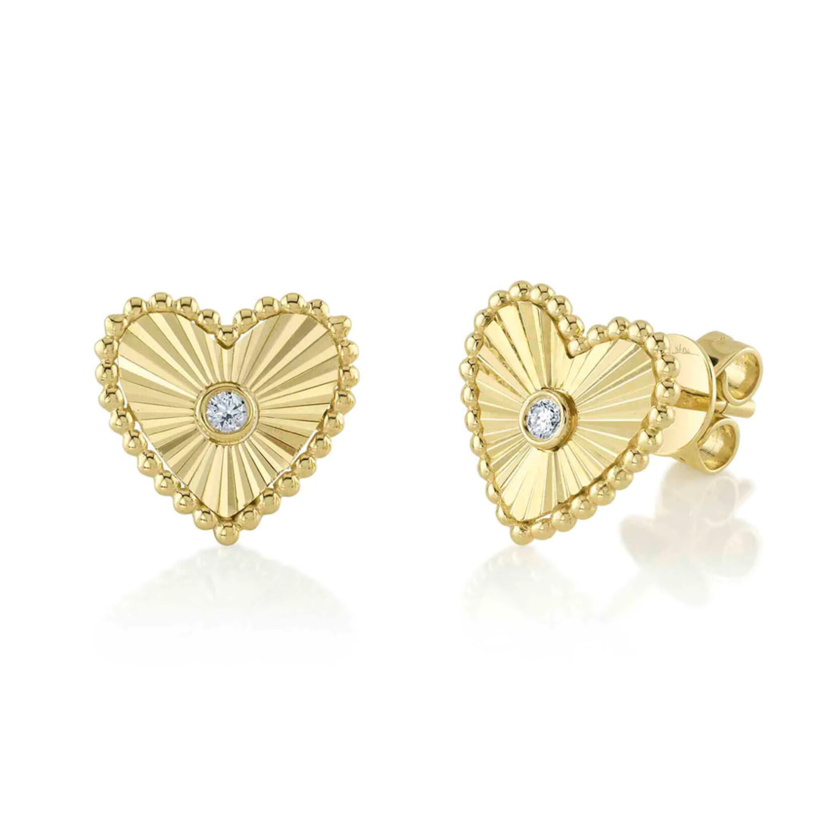 Jill Alberts Diamond Bezel Heart Stud Earrings
