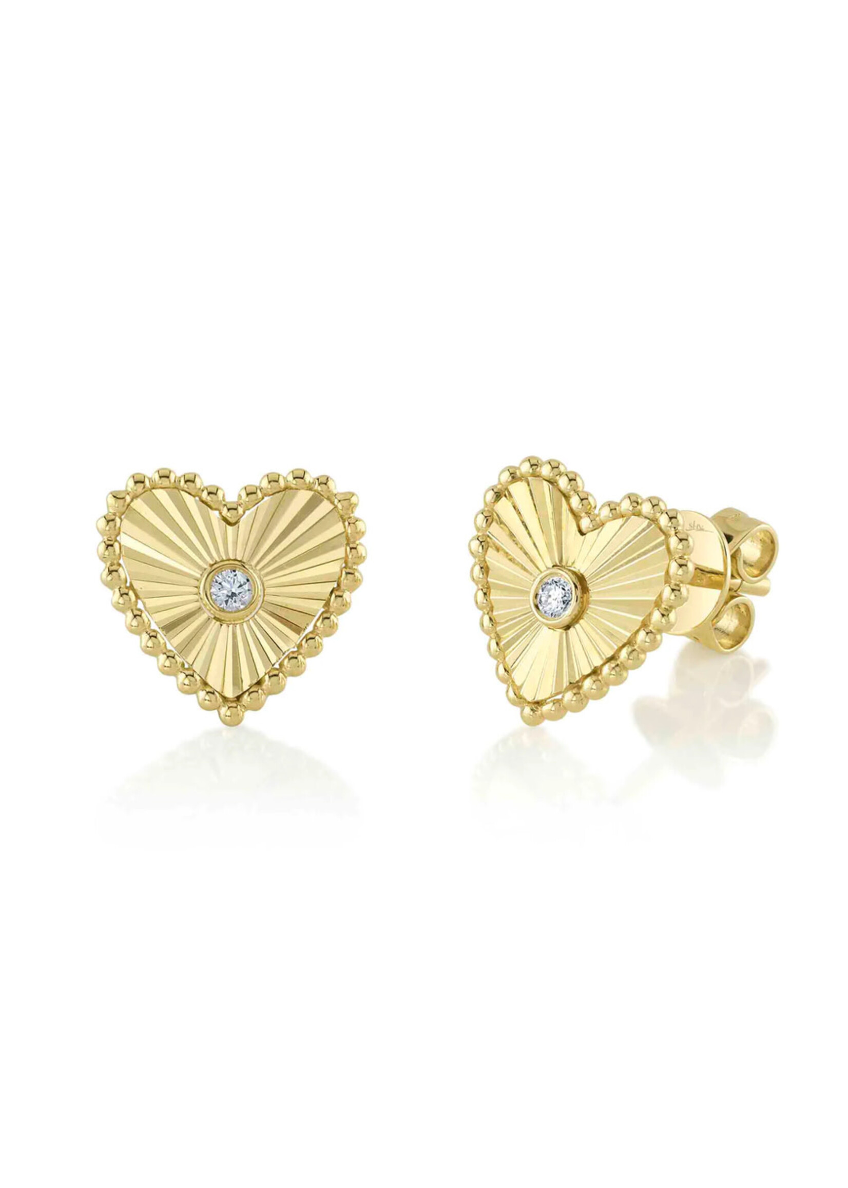 Jill Alberts Diamond Bezel Heart Stud Earrings