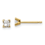 Jill Alberts 14k YG Princess Cut Diamond Stud Earrings
