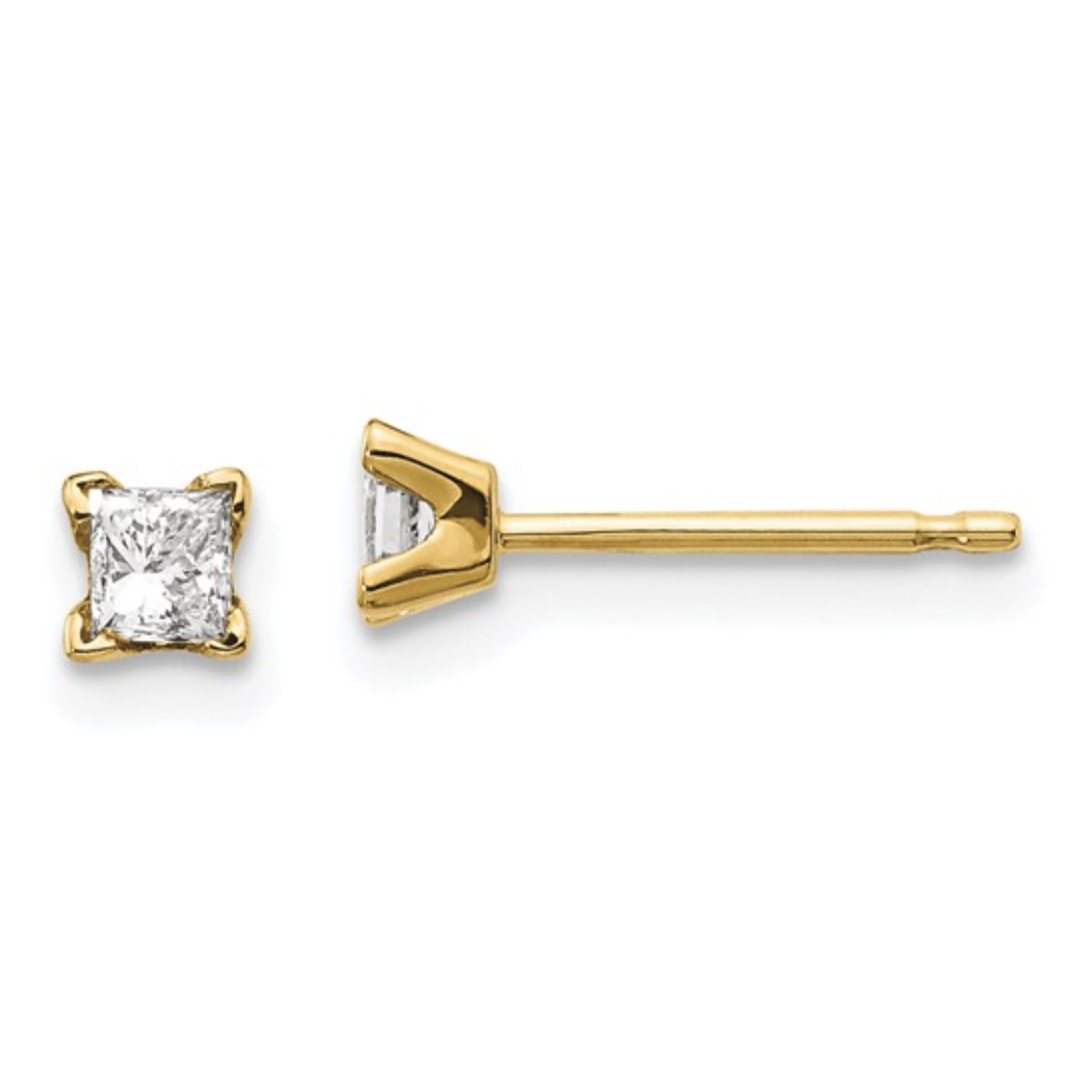 Jill Alberts 14k YG Princess Cut Diamond Stud Earrings