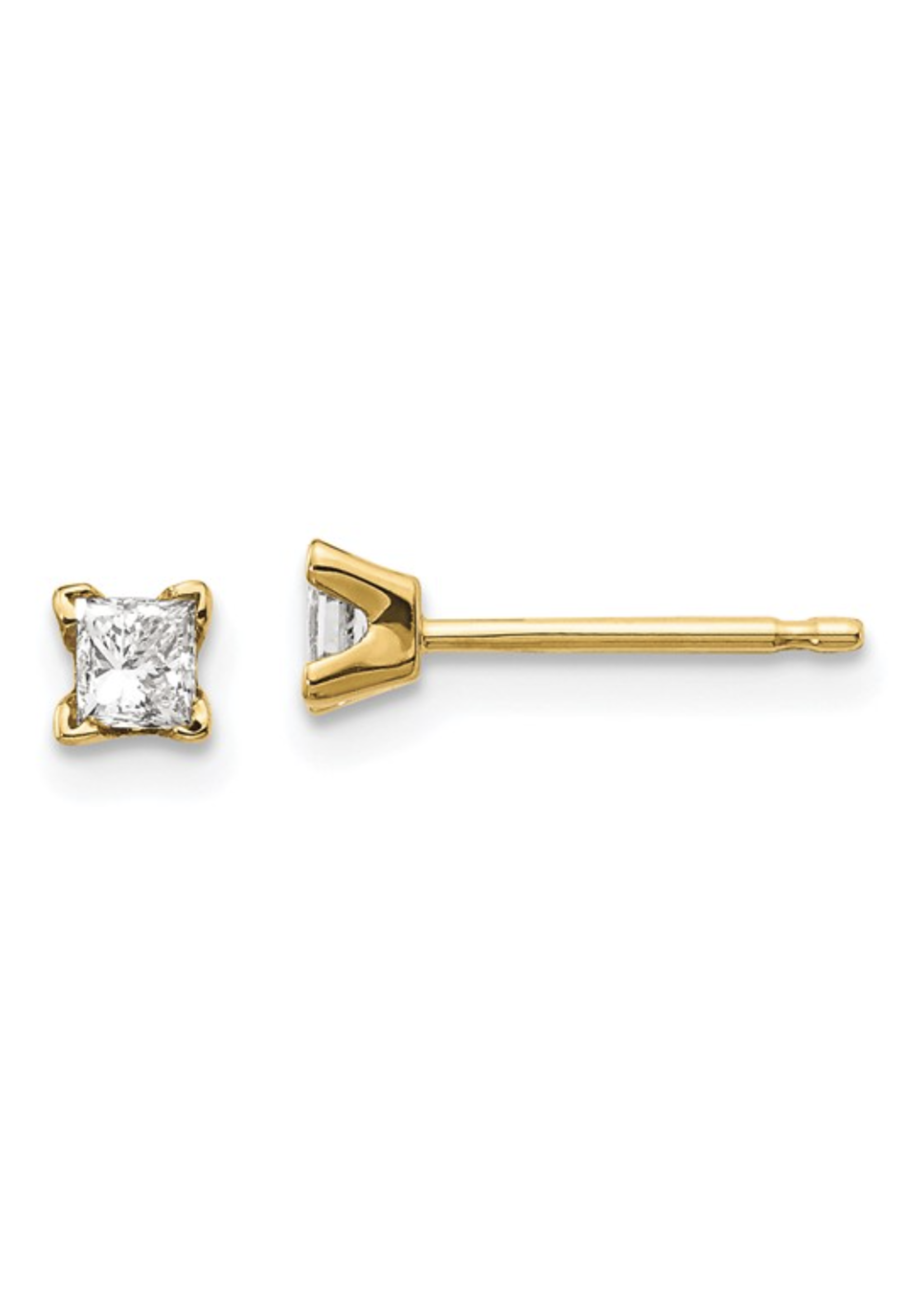 Jill Alberts 14k YG Princess Cut Diamond Stud Earrings