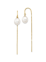 Jill Alberts Fresh Water Cultured Pearl  Threader Earrings